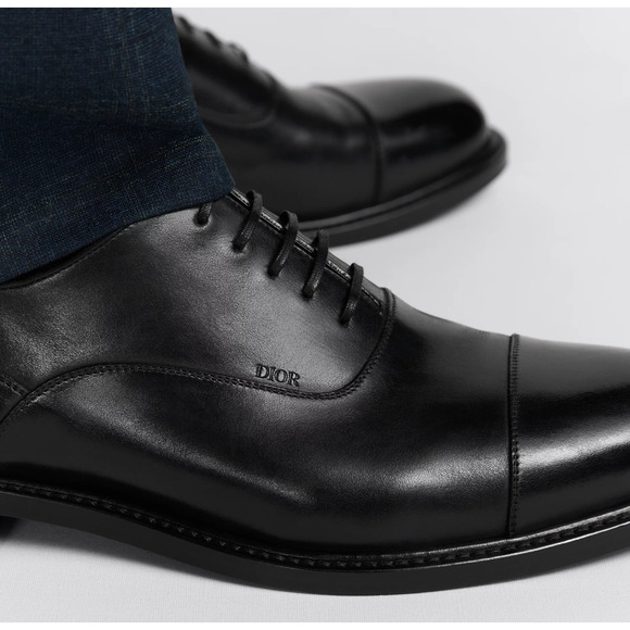 Dior Embassy Oxford Loafer Black Calfskin Leather Flat Lace Up Dress Shoes 44 11 - Picture 9 of 16